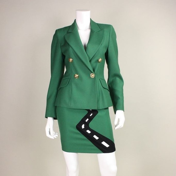 MOSCHINO - Vintage Cheap and Chic Double breasted blazer coat Green, 10 - Picture 7 of 12
